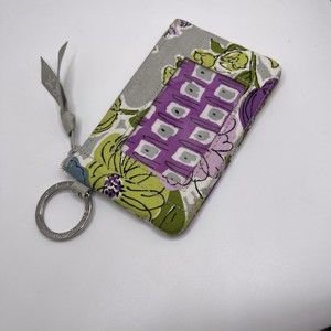 Vera Bradley Ultralight Zip ID Wallet in Watercolor purple green gray floral